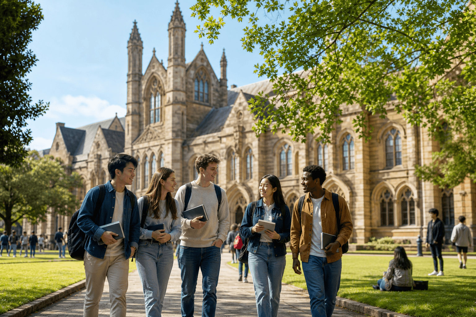 Students at university campus